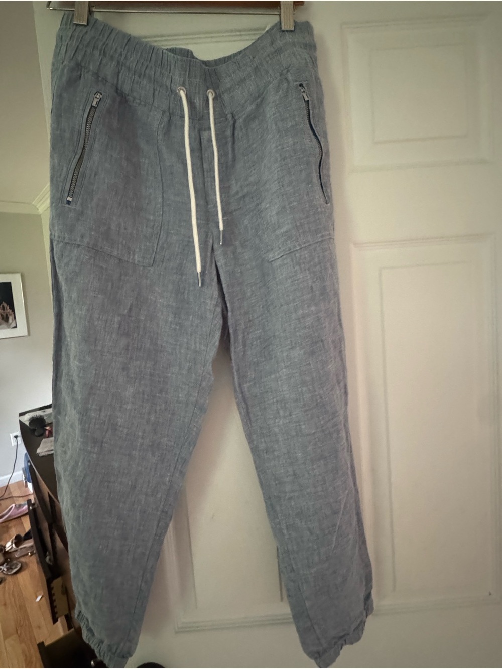 Athleta Cabo Linen joggers in blue Chambray
